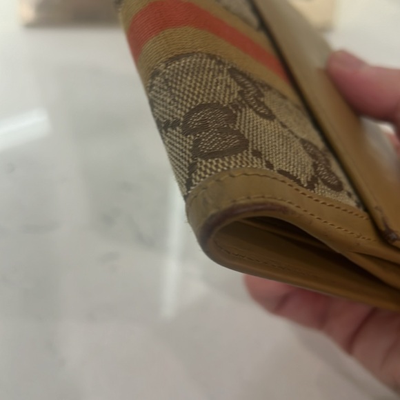 GUCCI authentic women's beige brown guccisima web signature wallet - Picture 10 of 16